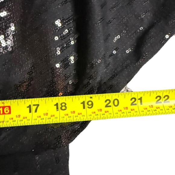 David Meister NWT Black Sequin Party Dress Draped Overlay Sz 10 - Picture 6 of 7